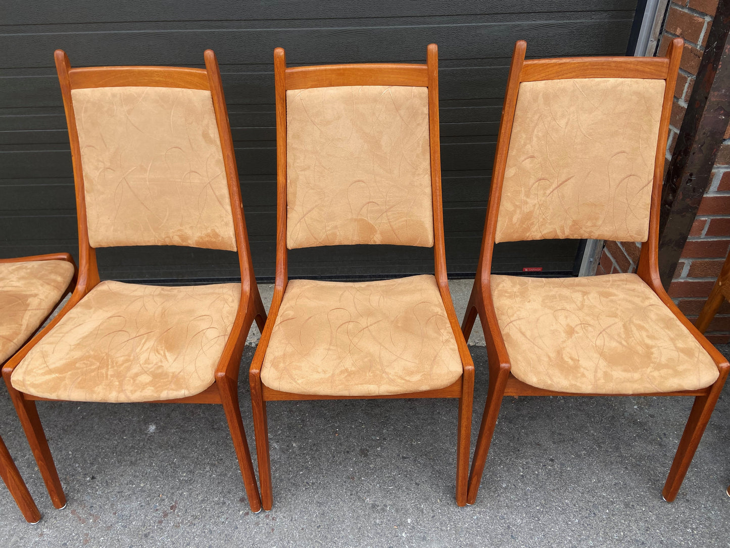 6 RESTORED Mid Century Modern Teak Chairs High Back