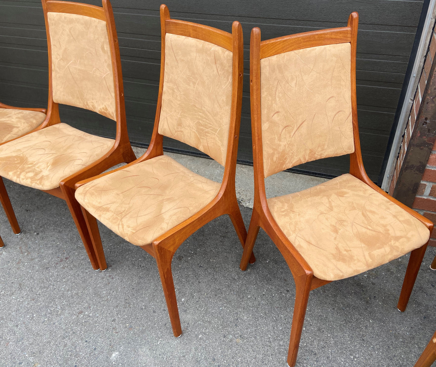 6 RESTORED Mid Century Modern Teak Chairs High Back