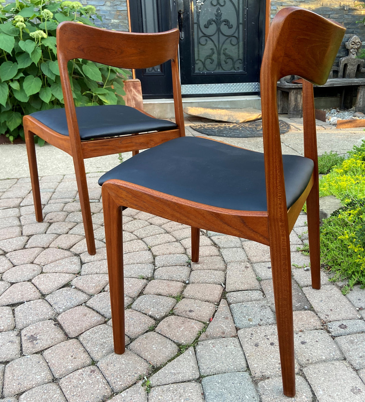 4 REFINISHED REUPHOLSTERED Danish Mid Century Modern Teak Chairs, Moller style