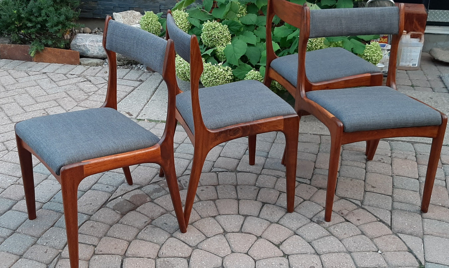 4 MCM Teak Chairs REFINISHED REUPHOLSTERED