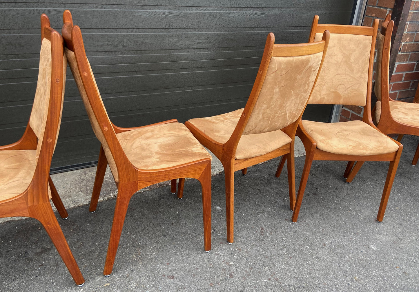 6 RESTORED Mid Century Modern Teak Chairs High Back