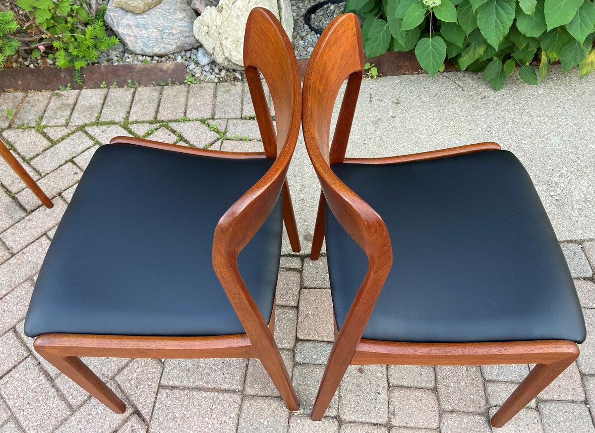 4 REFINISHED REUPHOLSTERED Danish Mid Century Modern Teak Chairs, Moller style