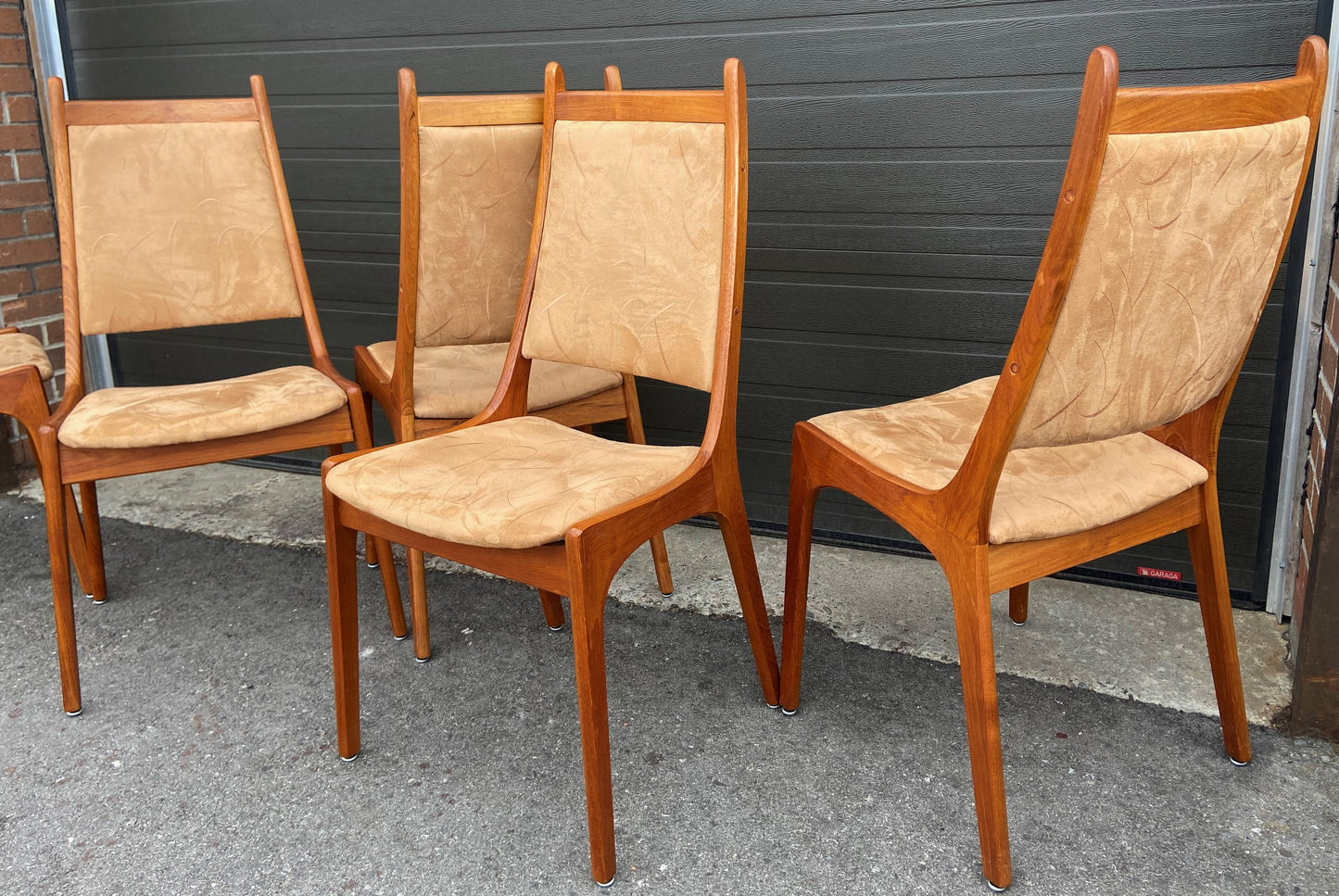 6 RESTORED Mid Century Modern Teak Chairs High Back