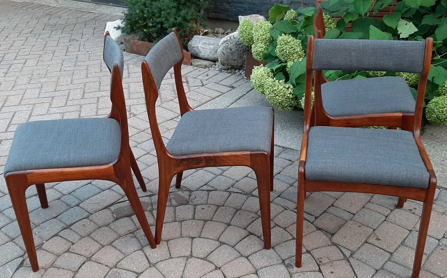 4 MCM Teak Chairs REFINISHED REUPHOLSTERED