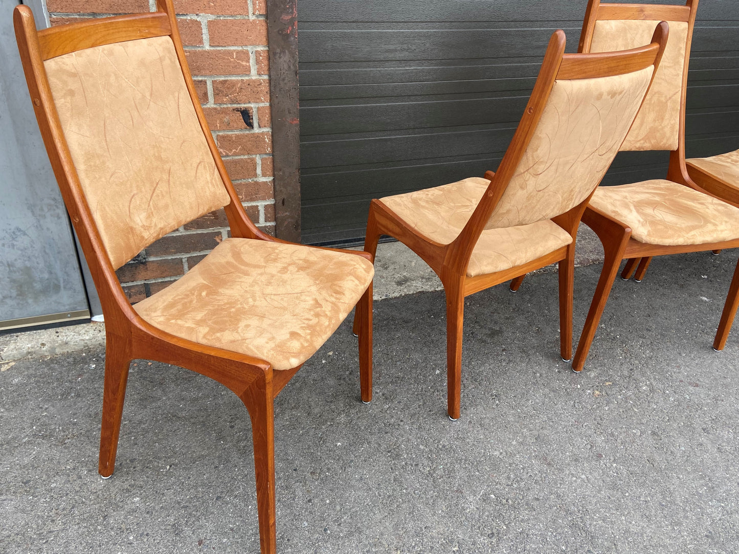 6 RESTORED Mid Century Modern Teak Chairs High Back