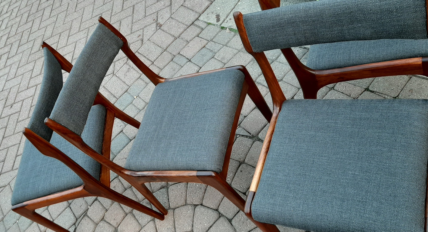 4 MCM Teak Chairs REFINISHED REUPHOLSTERED