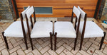 8 REUPHOLSTERED Mid-Century Modern Teak Dining Chairs (light grey Knoll fabric) 7