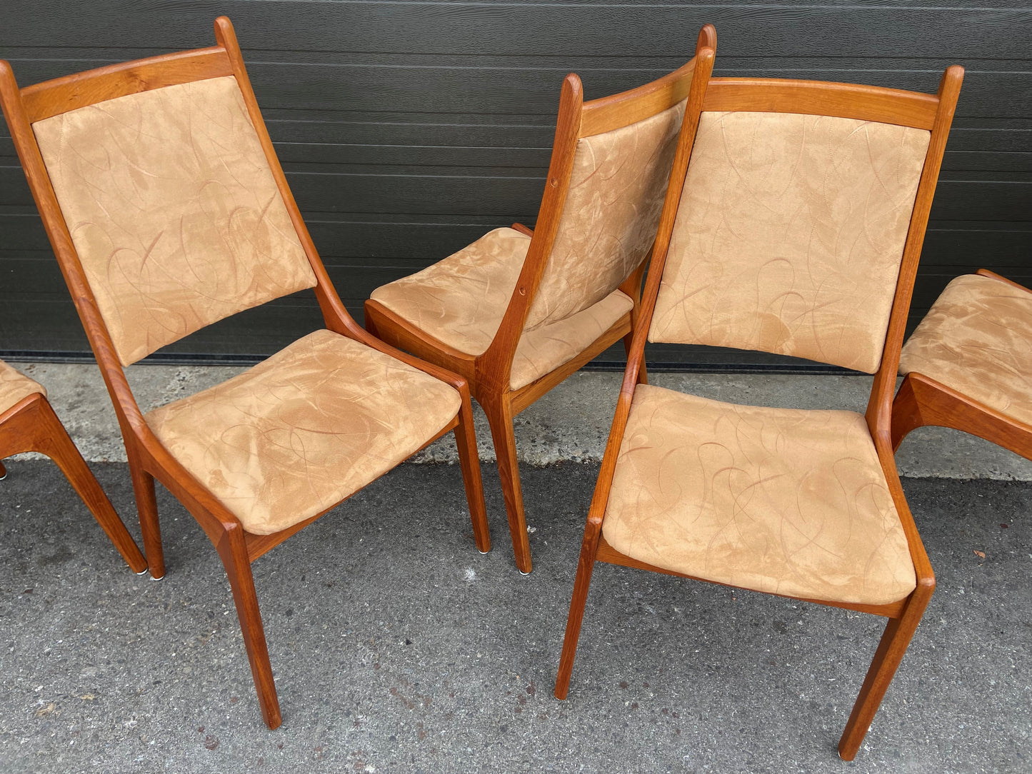 6 RESTORED Mid Century Modern Teak Chairs High Back