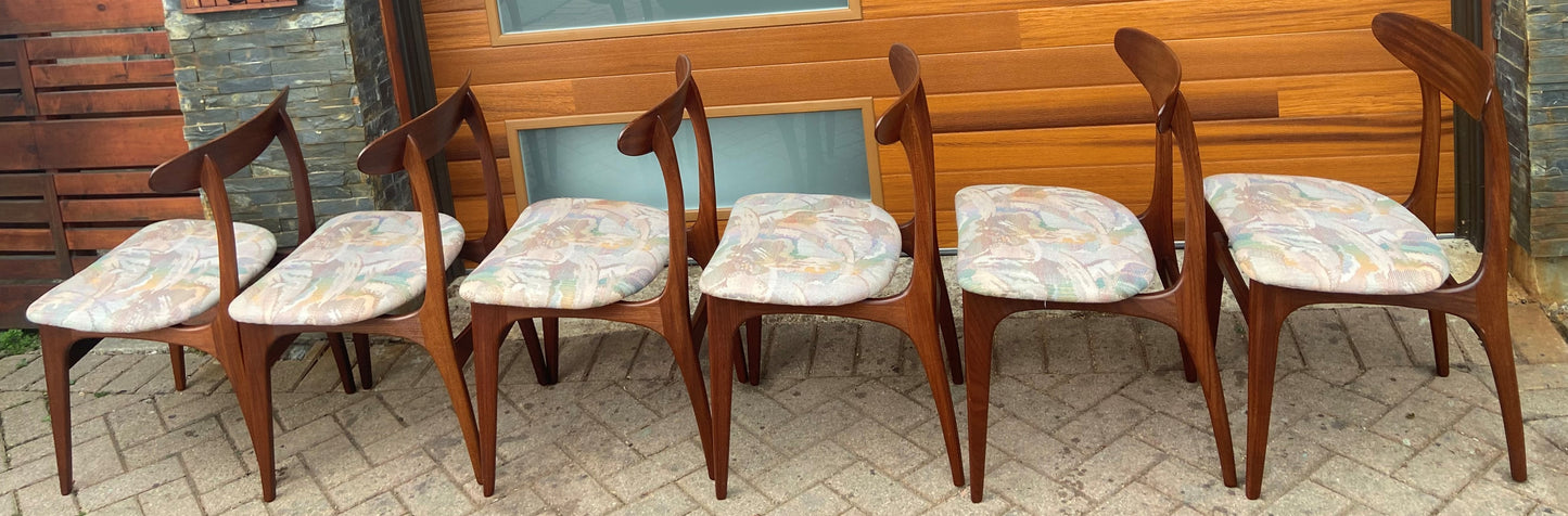 6 RESTORED Mid Century Modern Teak Chairs by Huber, PERFECT