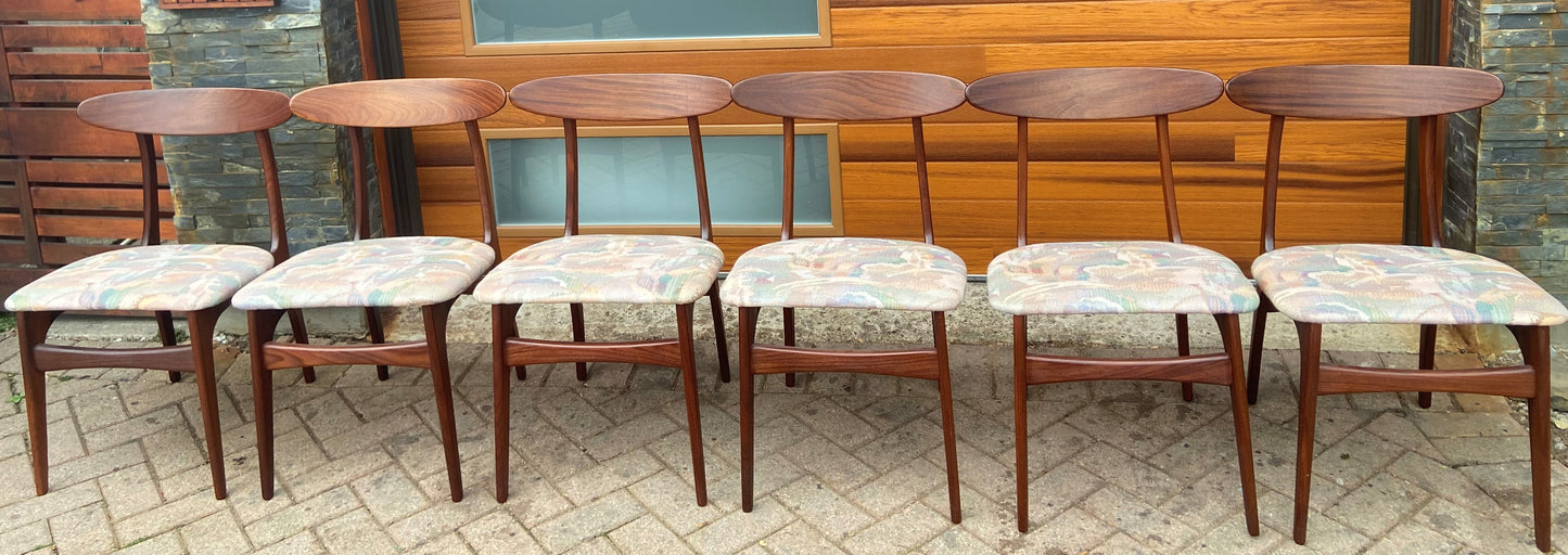 6 RESTORED Mid Century Modern Teak Chairs by Huber, PERFECT