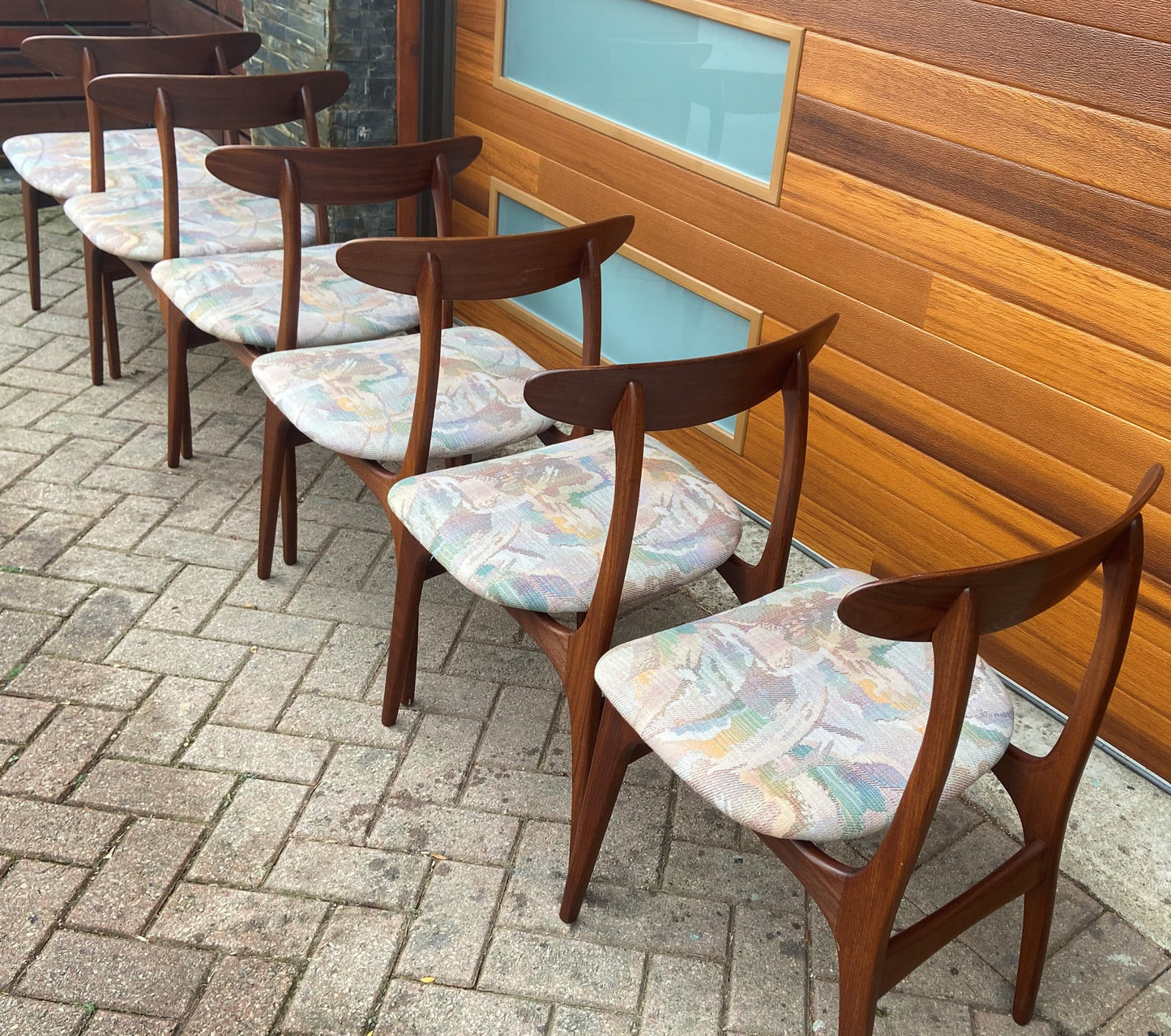 6 RESTORED Mid Century Modern Teak Chairs by Huber, PERFECT