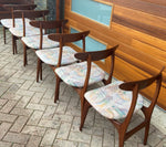 6 RESTORED Mid Century Modern Teak Chairs by Huber, PERFECT 5