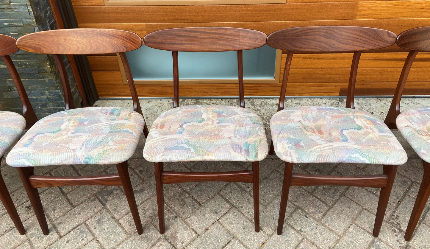 6 RESTORED Mid Century Modern Teak Chairs by Huber, PERFECT