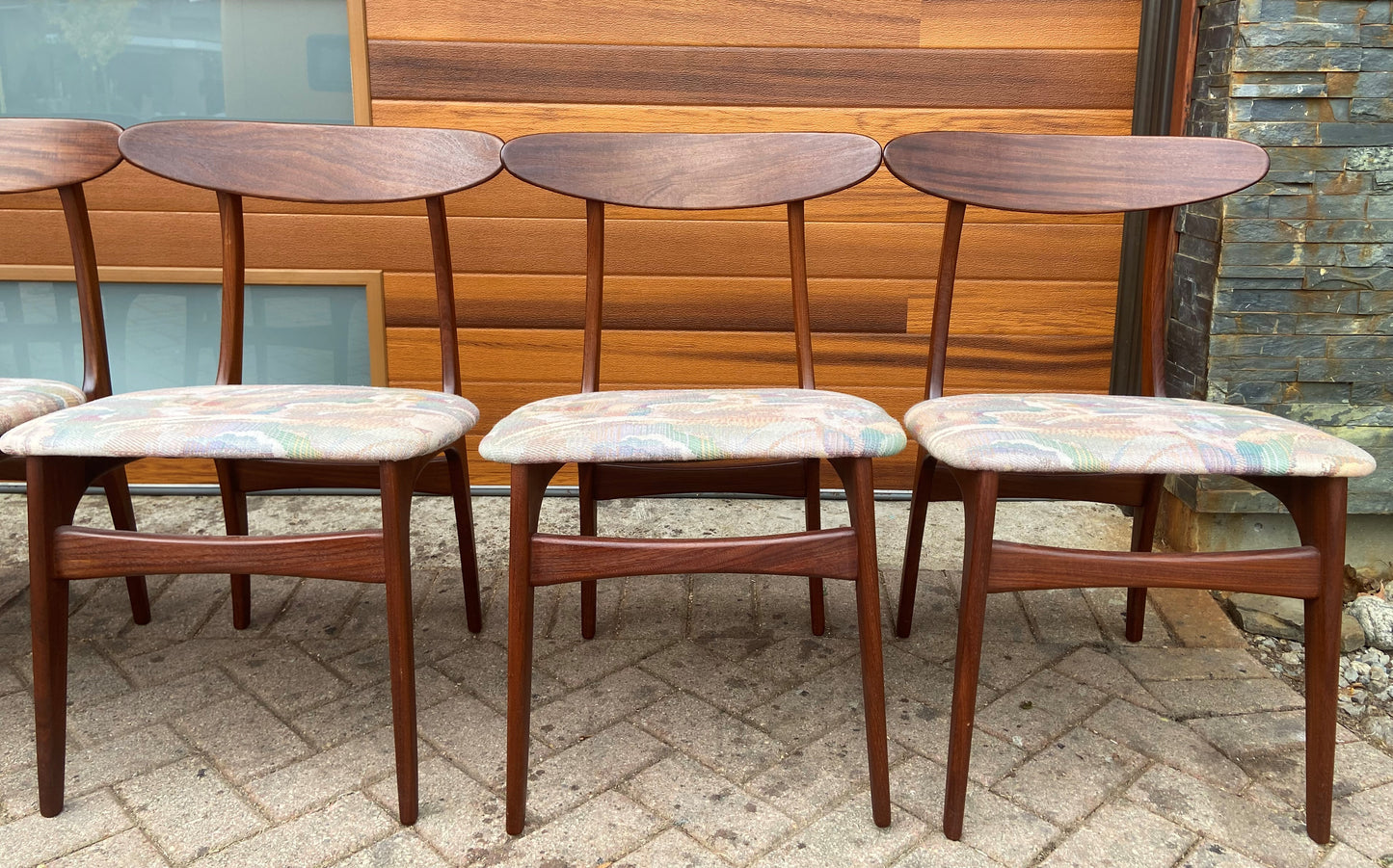 6 RESTORED Mid Century Modern Teak Chairs by Huber, PERFECT