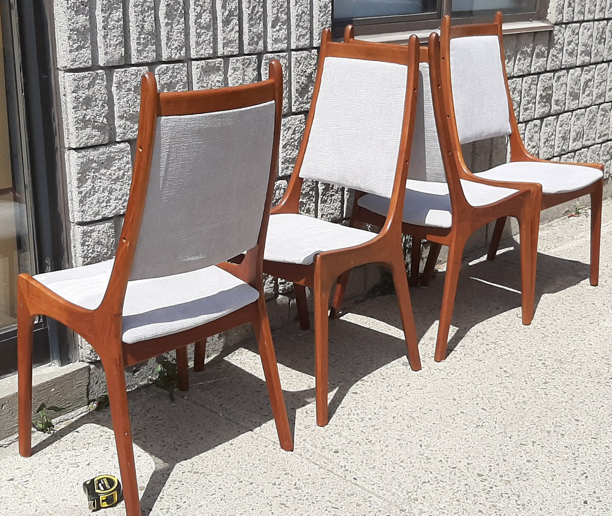 4 RESTORED Mid Century Modern Teak Chairs High Back