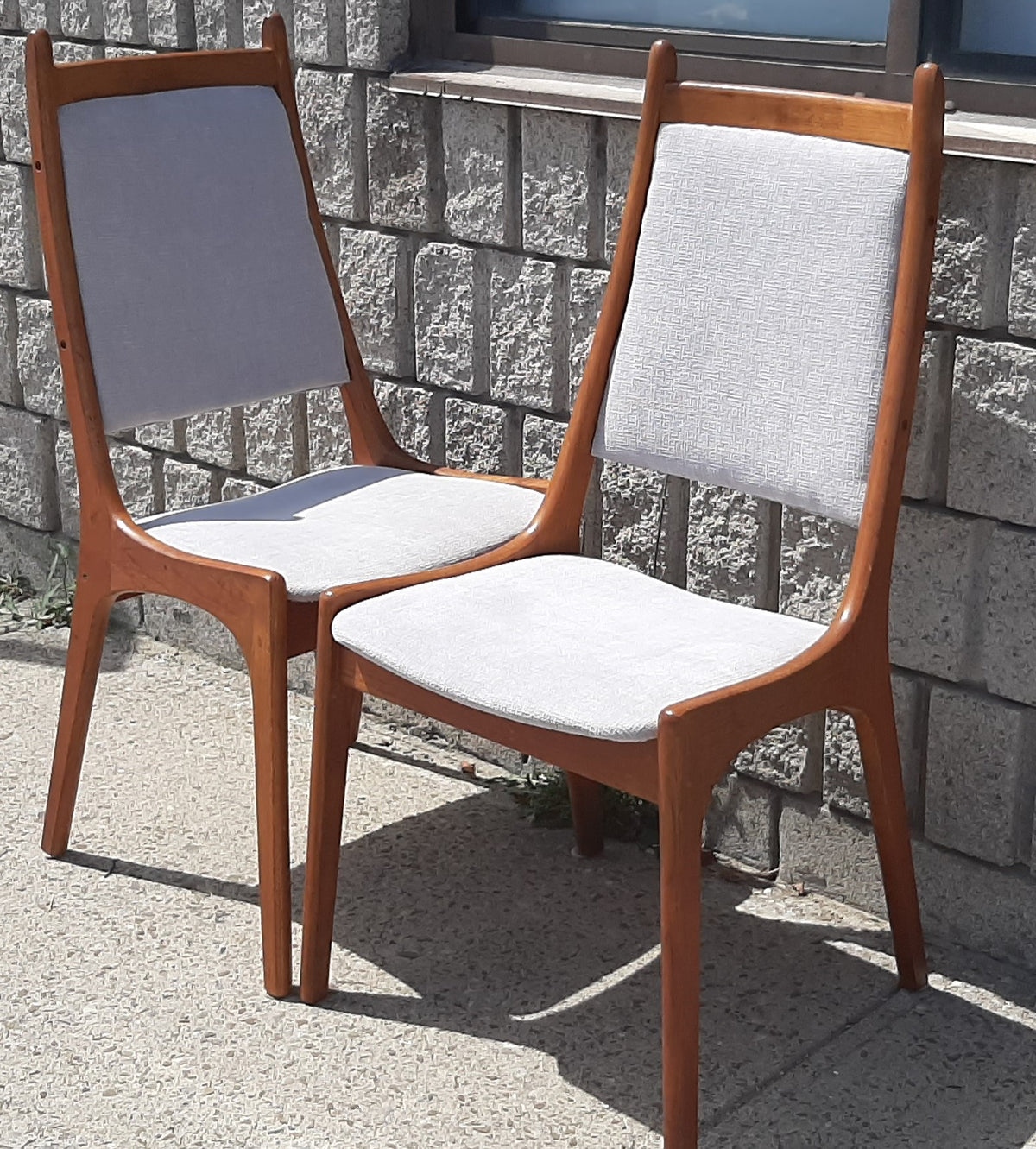 4 RESTORED Mid Century Modern Teak Chairs High Back