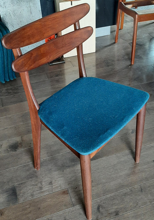 Single REFINISHED will be REUPHOLSTERED Mid Century Modern Solid Teak Chair