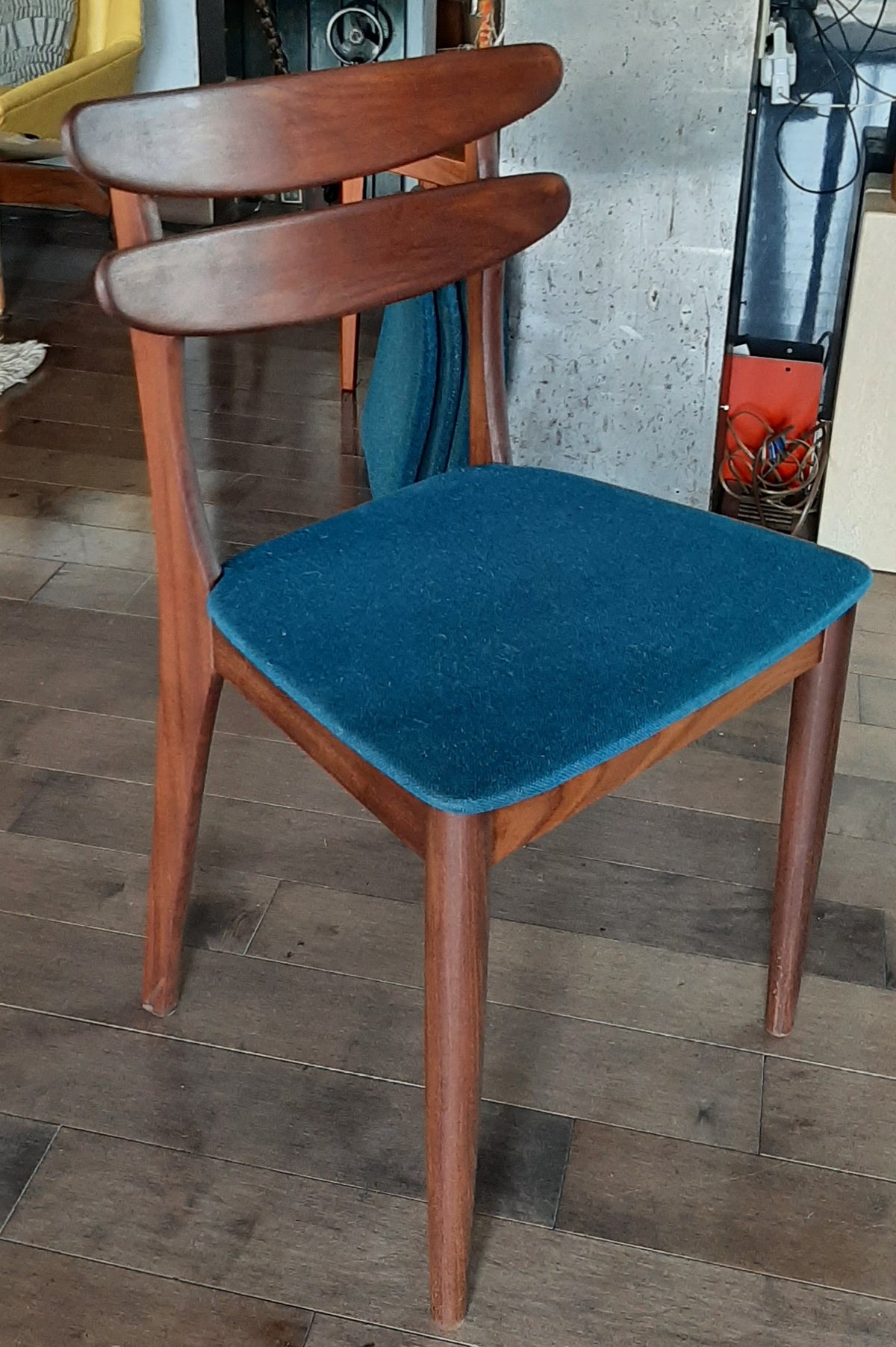 Single REFINISHED will be REUPHOLSTERED Mid Century Modern Solid Teak Chair