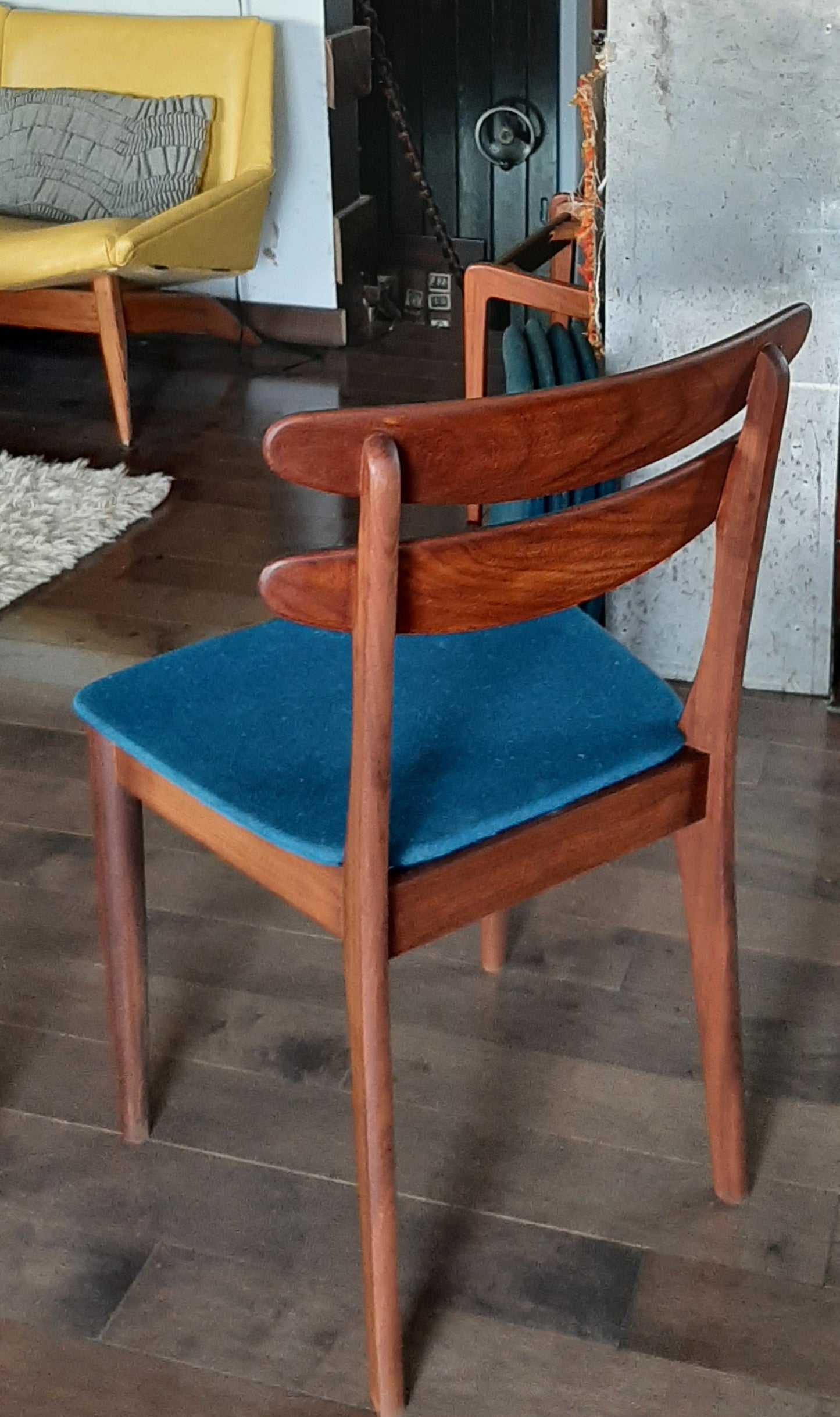 Single REFINISHED will be REUPHOLSTERED Mid Century Modern Solid Teak Chair