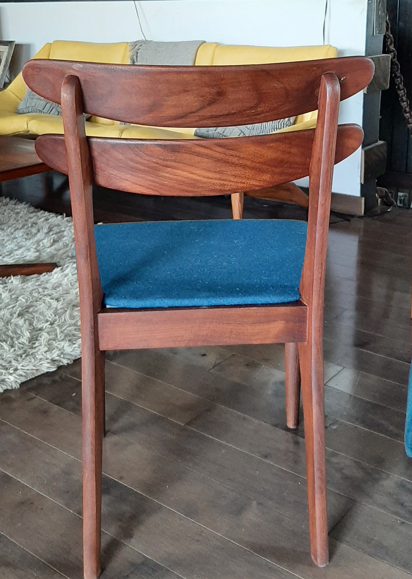 Single REFINISHED will be REUPHOLSTERED Mid Century Modern Solid Teak Chair