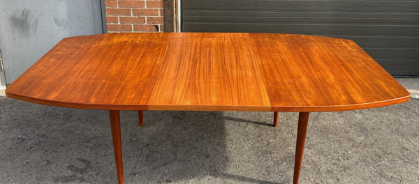 RESTORED Mid Century Modern Teak Table Boat Shape w 1 Leaf 60"-84"
