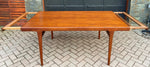 Sold***REFINISHED Danish MCM Teak Draw Leaf Table by Ib Kofod-Larsen for Faarup, 6 ft- 98