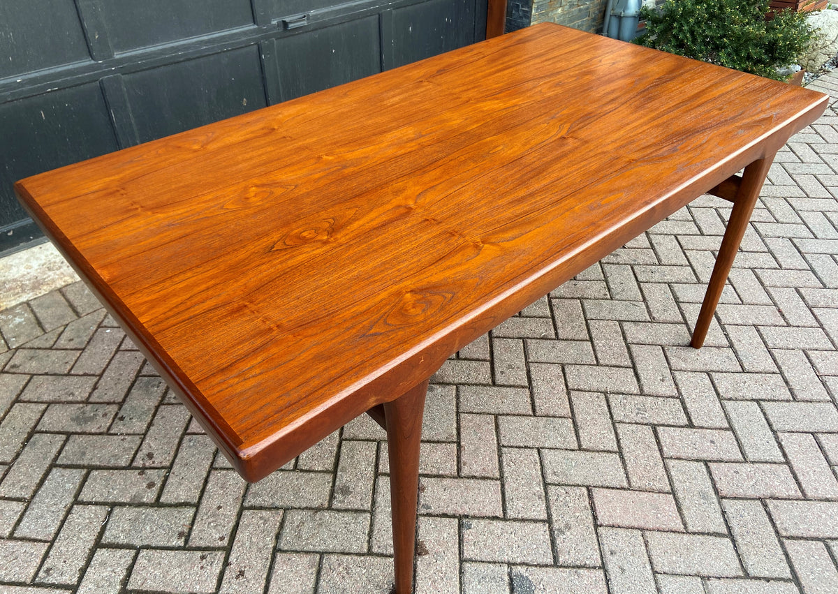 Sold***REFINISHED Danish MCM Teak Draw Leaf Table by Ib Kofod-Larsen for Faarup, 6 ft- 98