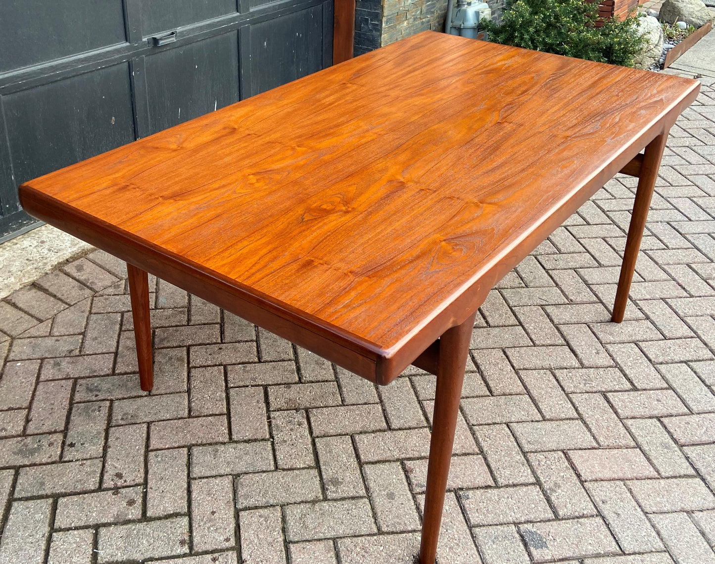 Sold***REFINISHED Danish MCM Teak Draw Leaf Table by Ib Kofod-Larsen for Faarup, 6 ft- 98"