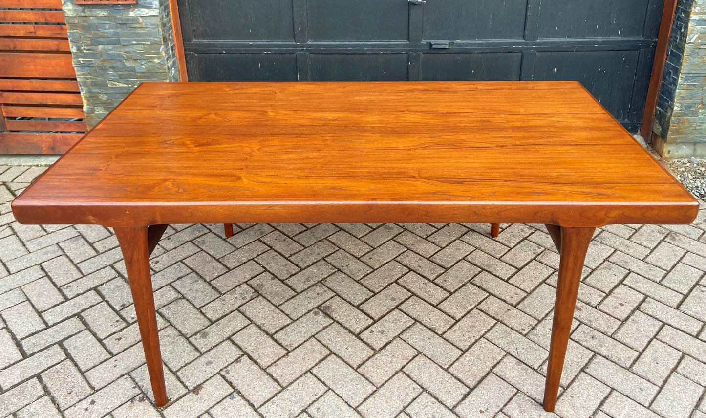 Sold***REFINISHED Danish MCM Teak Draw Leaf Table by Ib Kofod-Larsen for Faarup, 6 ft- 98"