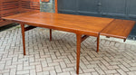 Sold***REFINISHED Danish MCM Teak Draw Leaf Table by Ib Kofod-Larsen for Faarup, 6 ft- 98