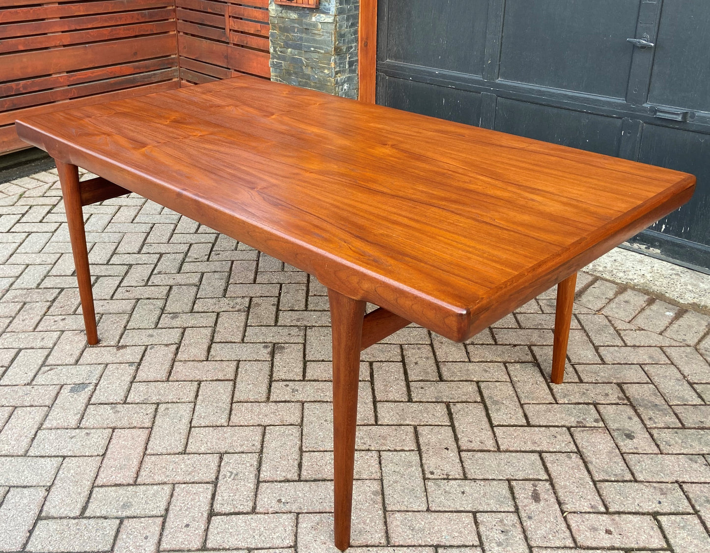 Sold***REFINISHED Danish MCM Teak Draw Leaf Table by Ib Kofod-Larsen for Faarup, 6 ft- 98"