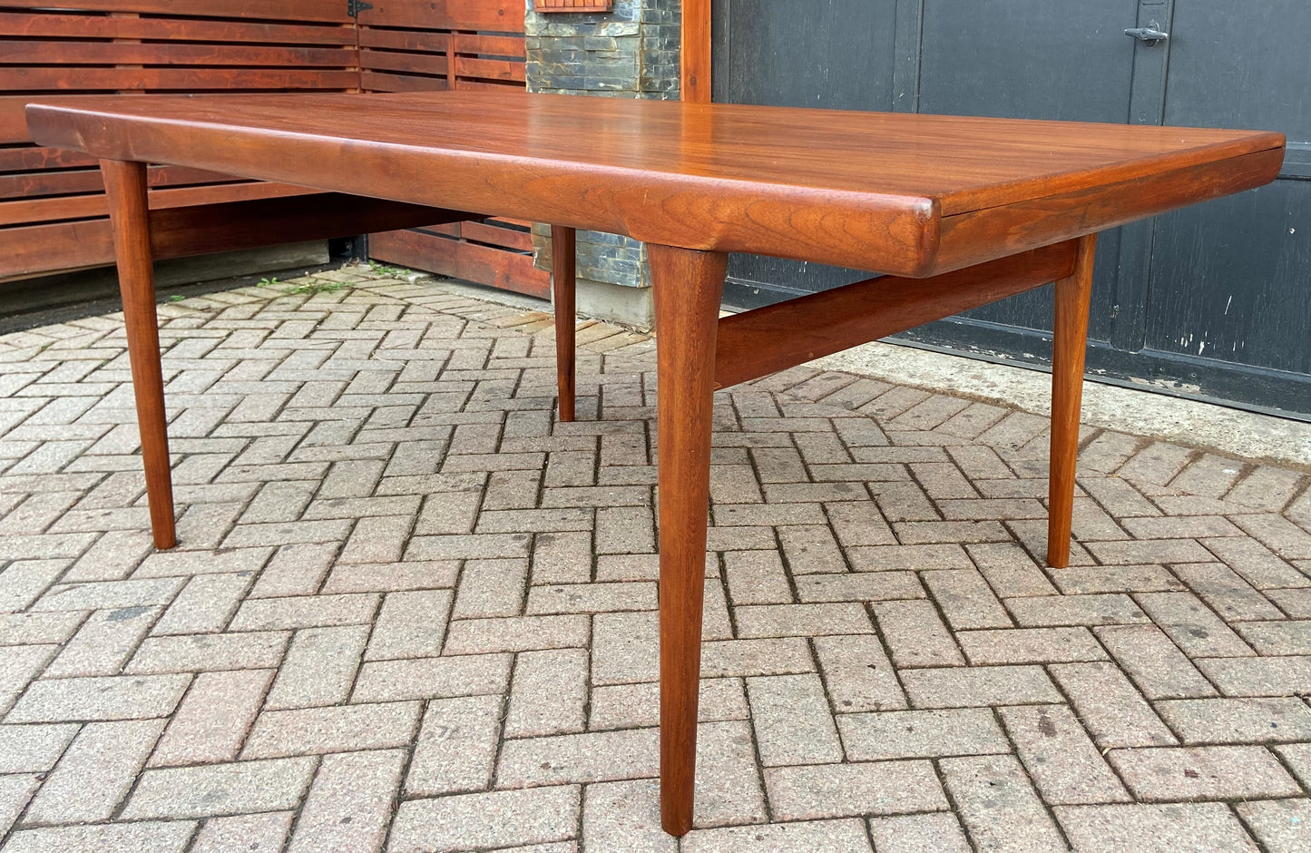 Sold***REFINISHED Danish MCM Teak Draw Leaf Table by Ib Kofod-Larsen for Faarup, 6 ft- 98"