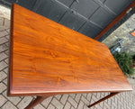 Sold***REFINISHED Danish MCM Teak Draw Leaf Table by Ib Kofod-Larsen for Faarup, 6 ft- 98