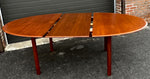 REFINISHED Mid Century Modern Teak Table Oval w 1 Leaf Self-Storing 65