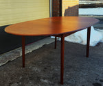 REFINISHED Mid Century Modern Teak Table Oval w One Leaf 63.5