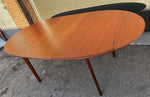 REFINISHED Mid Century Modern Teak Table Oval w One Leaf 63.5