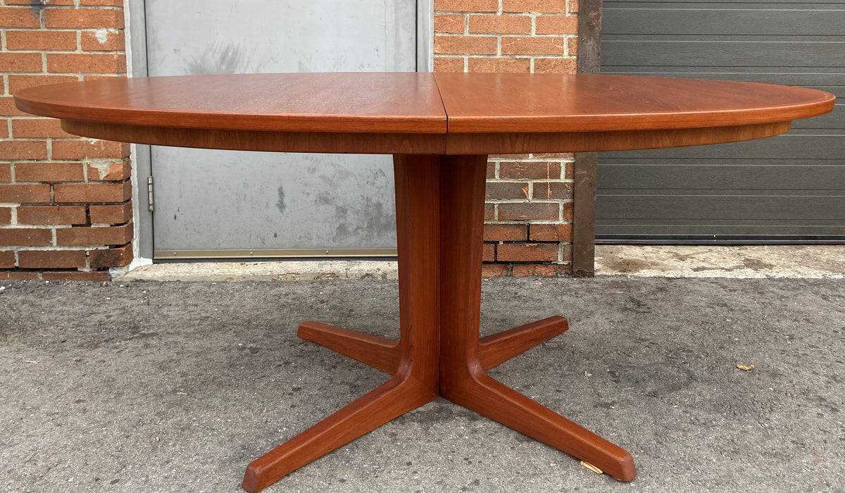 REFINISHED Danish Mid Century Modern Teak Dining Table Oval w 2 Leaves, 68