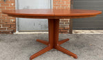 REFINISHED Danish Mid Century Modern Teak Dining Table Oval w 2 Leaves, 68