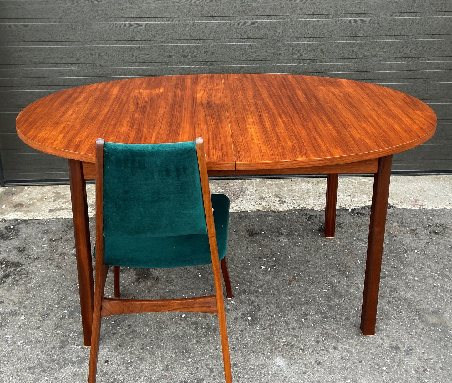 REFINISHED Mid Century Modern Teak Table Oval w 1 Leaf 60"-74"