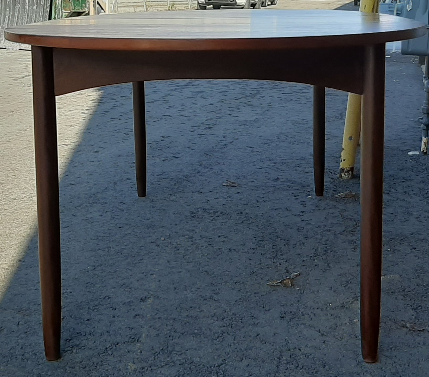 REFINISHED MCM Teak Table Oval w 1 Leaf 60.5"-76.5", PERFECT
