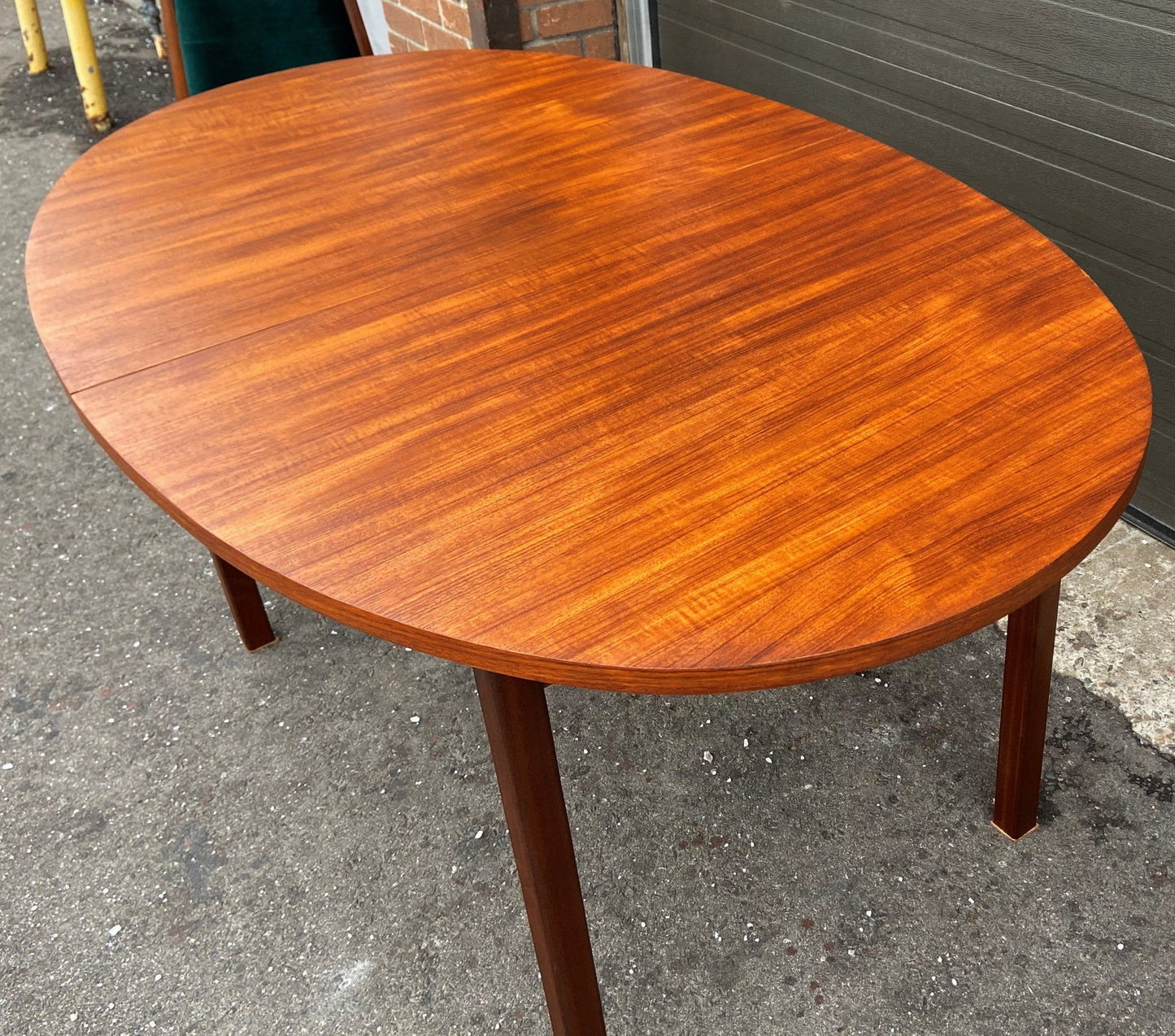 REFINISHED Mid Century Modern Teak Table Oval w 1 Leaf 60"-74"