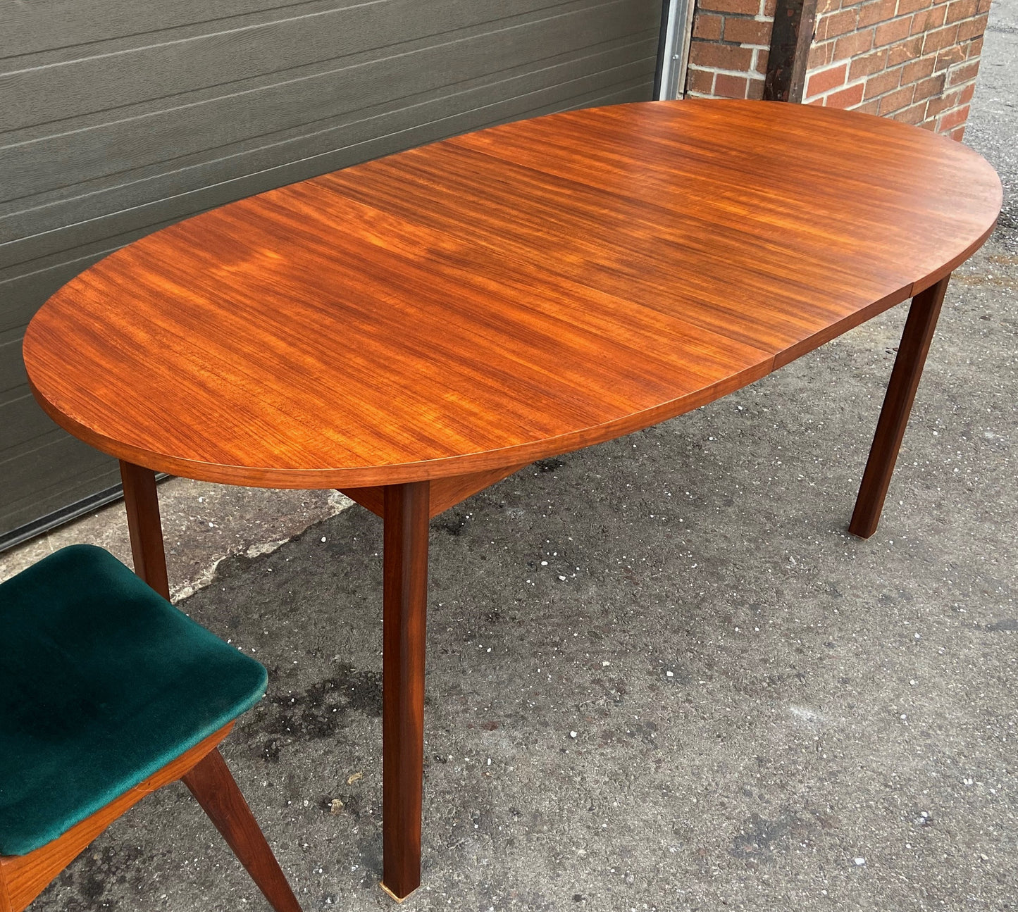 REFINISHED Mid Century Modern Teak Table Oval w 1 Leaf 60"-74"