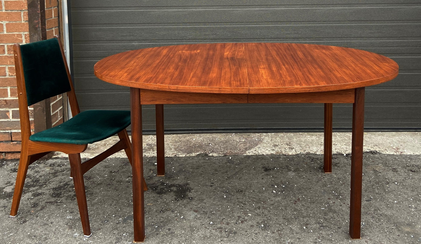 REFINISHED Mid Century Modern Teak Table Oval w 1 Leaf 60"-74"