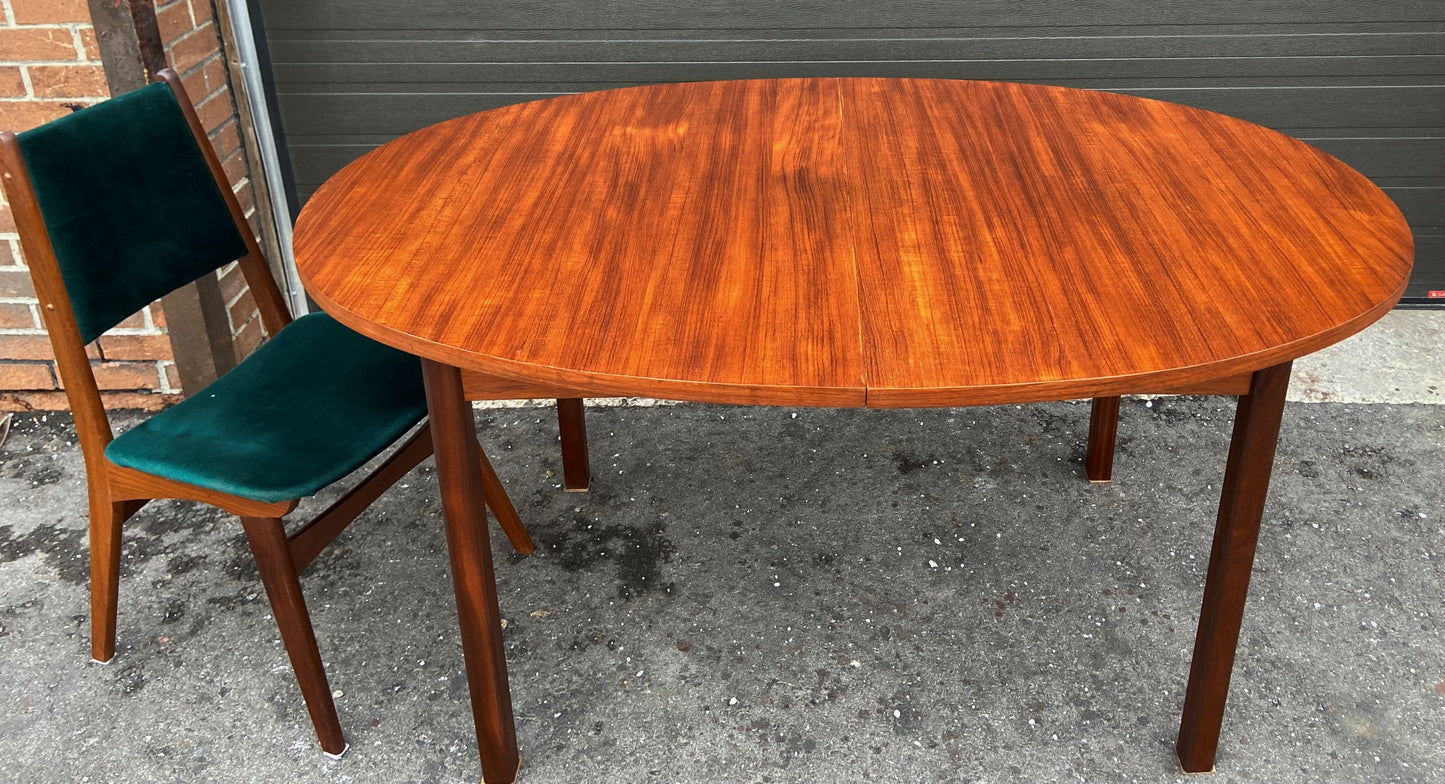 REFINISHED Mid Century Modern Teak Table Oval w 1 Leaf 60"-74"