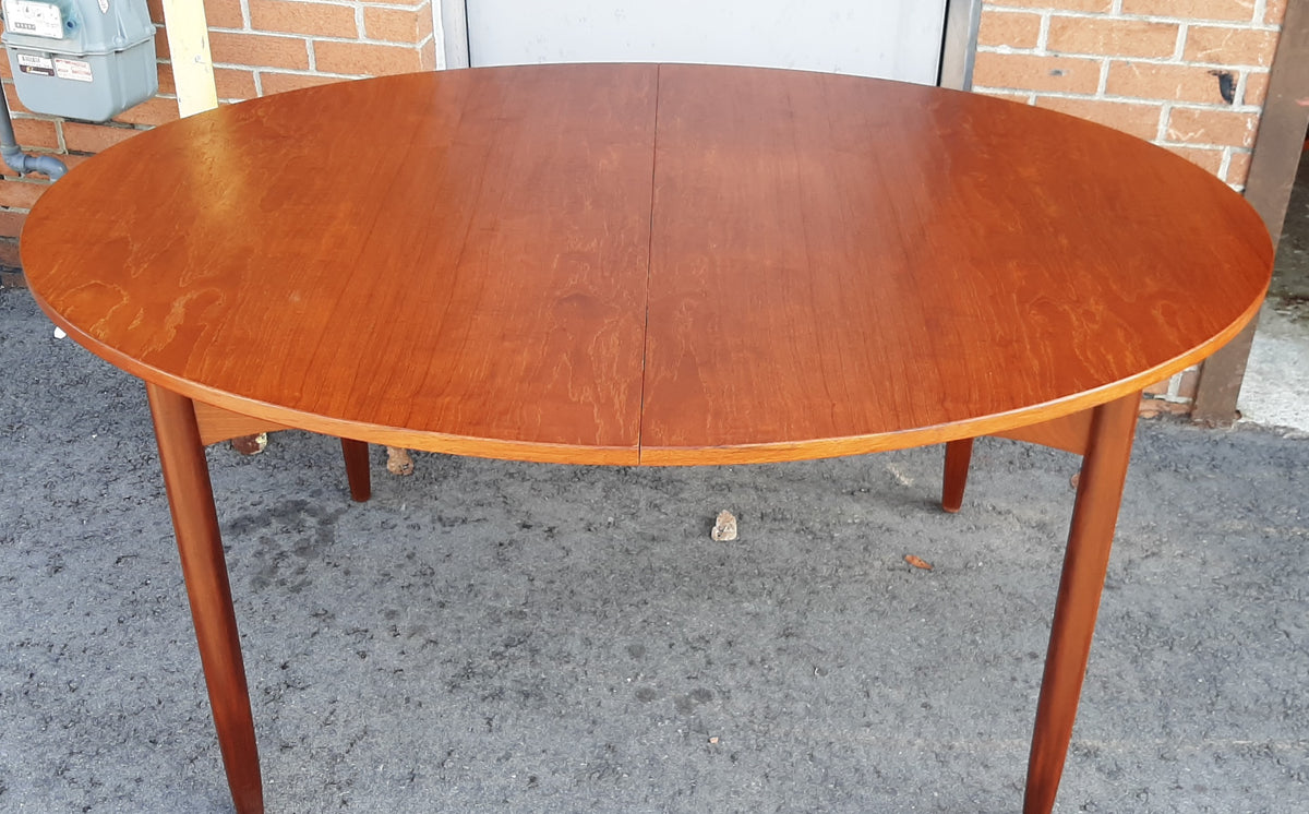 REFINISHED MCM Teak Table Oval w 1 Leaf 60.5