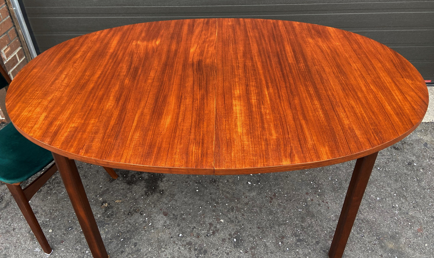 REFINISHED Mid Century Modern Teak Table Oval w 1 Leaf 60"-74"