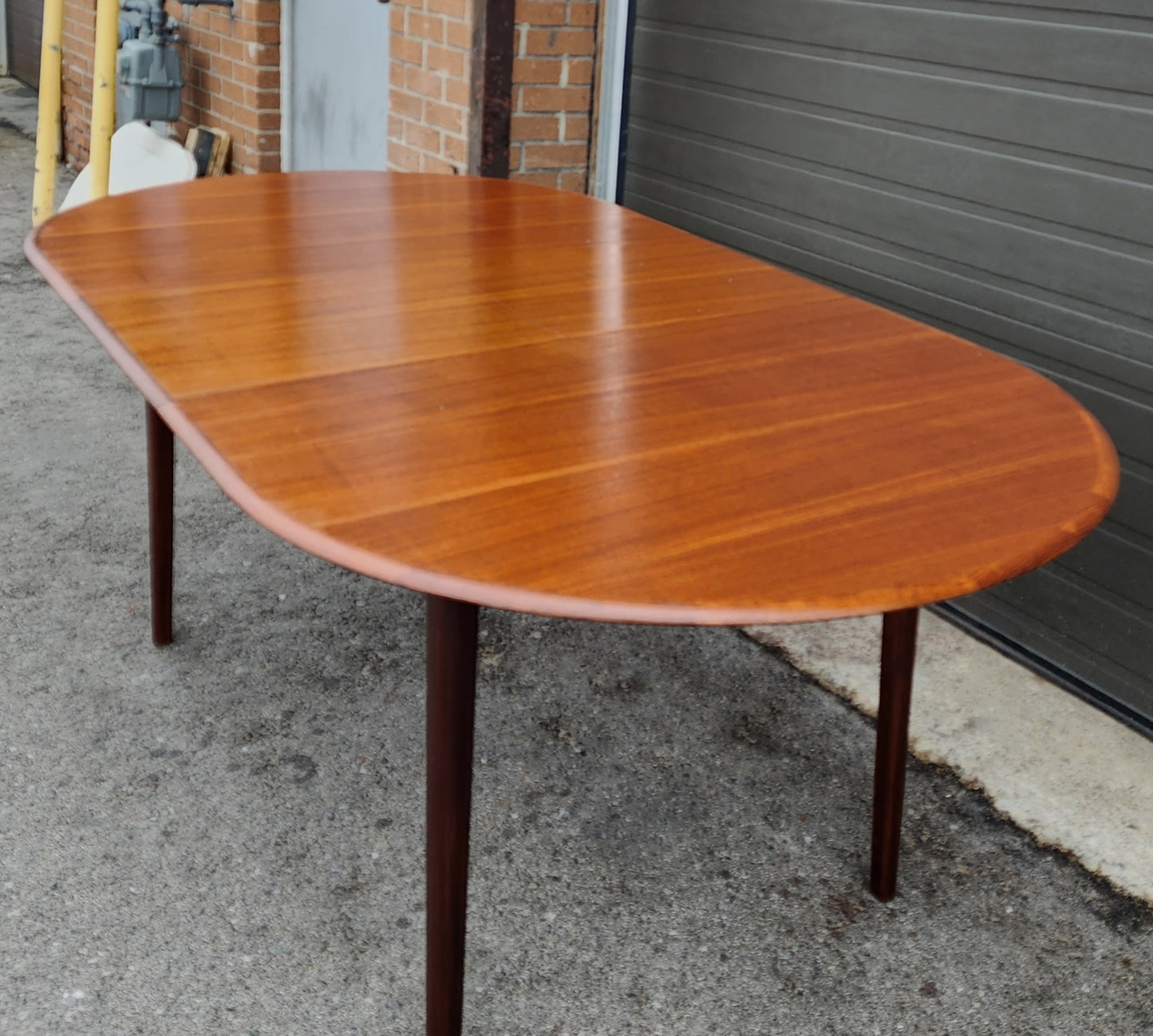 REFINISHED Mid Century Modern Teak Table Oval w Butterfly Leaf 62"- 80"