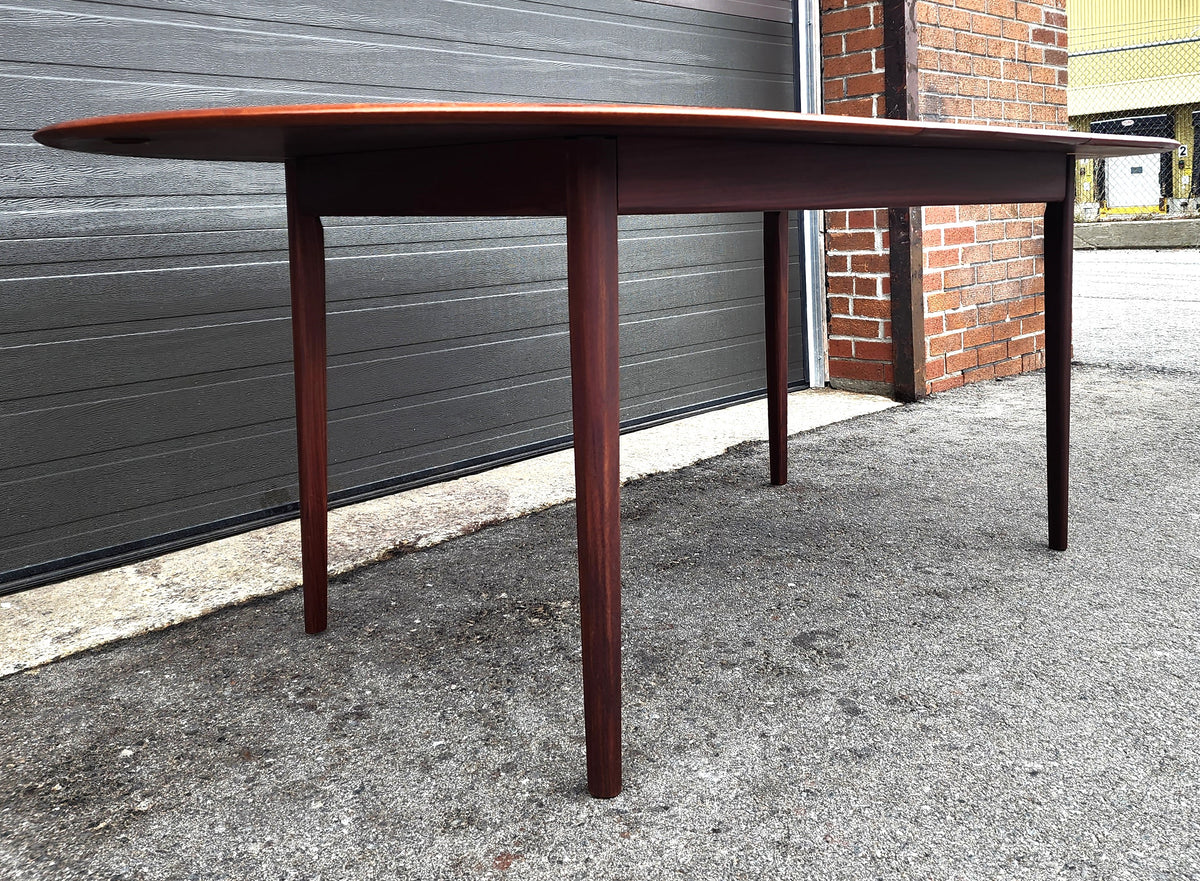 REFINISHED Mid Century Modern Teak Table Oval w Butterfly Leaf 62
