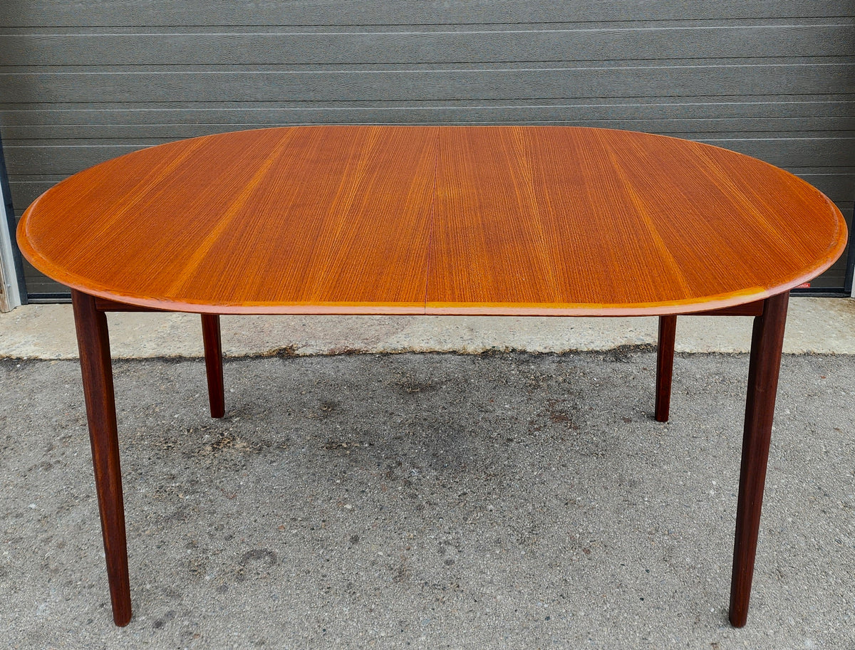 REFINISHED Mid Century Modern Teak Table Oval w Butterfly Leaf 62