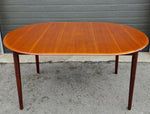 REFINISHED Mid Century Modern Teak Table Oval w Butterfly Leaf 62
